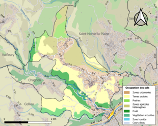 Carte en couleurs présentant l'occupation des sols.