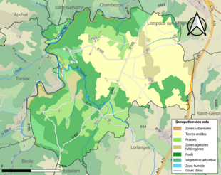 Carte en couleurs présentant l'occupation des sols.