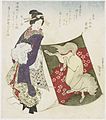 A woman standing on the strings of a kite. Katsushika Taito II,