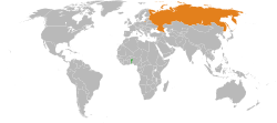 Map indicating locations of Benin and Russia