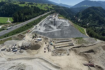 Excavation material processing plant and depot in Ahrental in July 2016