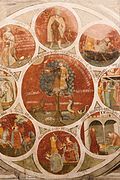 Cristoforo di Bindoccio, Meo di Pero - Wheel of Barlaam; Wheel of Aristotle with the Cardinal Virtues; the Judgement of Solomon - Google Art Project.jpg