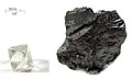 Campioni di due allotropi del carbonio: diamante e grafite.