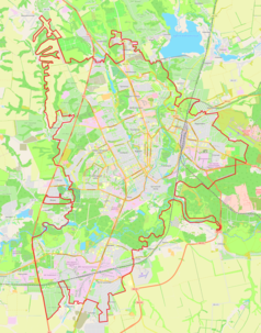 Mapa konturowa Kurska, w centrum znajduje się punkt z opisem „Kursk”