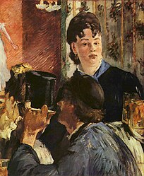 1879 Waitress serving beer