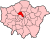 Location of the London Borough of Camden in Greater London