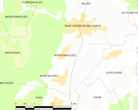 Mapa obce Montignargues