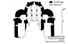 Plan de la crypte de l'église de Plaimpied (source BNF.fr)