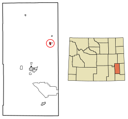 Location of Guernsey in Platte County, Wyoming.