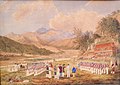 It-truppi ta' Bhimsen Thapa, il-lemin, f'Segauli, 1816, b'moskets Bess Brown Pattern ta' l-Indja u bayonets chupi.