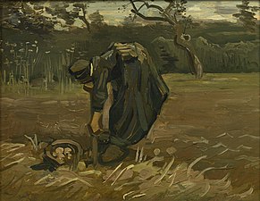 Peasant Woman Digging Up Potatoes by Vincent van Gogh. 1885