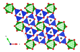 Wadeit-Kristallstruktur als "Polyeder-Modell" mit Blickrichtung parallel zur c-Achse _ K 0 _ Zr 0 _ Si 0 _ O