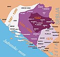 Ширење босанске државе на југоистоку, 1373. године.