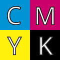 Color swatches showing CMYK with the correct colors (vectoriel)