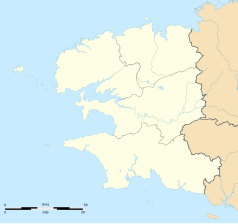 Mapa konturowa Finistère, na dole po prawej znajduje się punkt z opisem „Riec-sur-Belon”