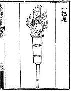 yi ba lian seperti yang digambarkan di Huolongjing. Ini adalah anak panah api tabung bambu bersama dengan api.