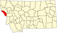 Map of Montana highlighting Mineral County