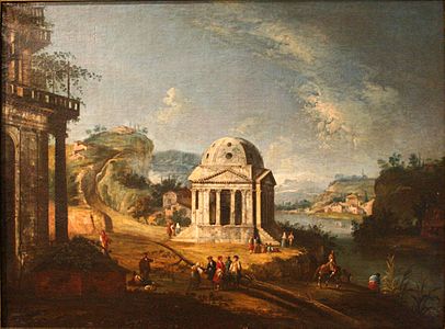Michele Marieschi Caprice avec un tempietto (vers 1740).