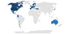 OECD加盟国（濃紺は原加盟国）