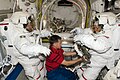 Shane Kimbrough and Heidemarie Stefanyshyn-Piperattired in their Extravehicular Mobility Unit spacesuit, prepare for the EVA