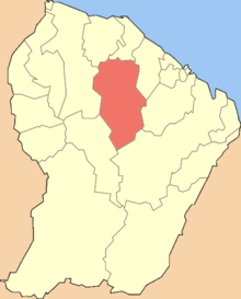 Location of the commune (in red) within French Guiana