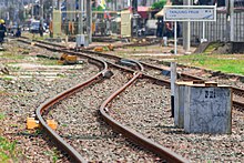 Sepur belok di emplasemen Stasiun Tanjung Priuk.