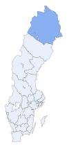 Norrbottens läns läge i Sverige.