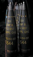 M107榴弾にComp B (RDXとTNTを主成分とする混合爆薬) が詰められていることが表示されている。