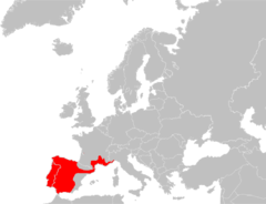 Mapa de distribución de Chalcides striatus.