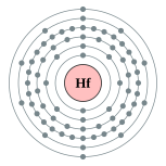 Electron shells of hafnium (2, 8, 18, 32, 10, 2)