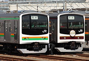 Two 205-600 series trains side by side