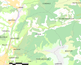 Mapa obce Queige