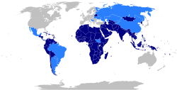 Movimiento de Países No Alineados:      Países miembros      Países observadores