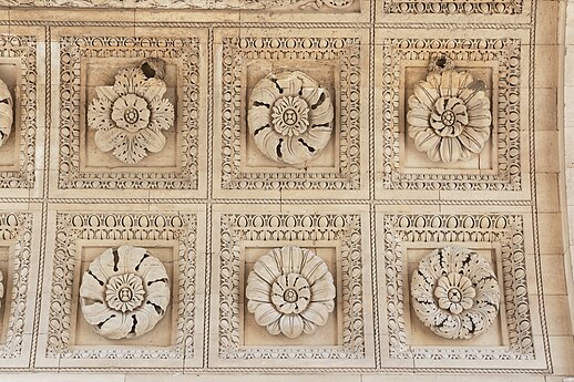 Neoclassical rosettes in the Arc de Triomphe du Carrousel, Paris, by Charles Percier and Pierre-François-Léonard Fontaine, 1806-1808