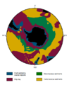 A map showing the different soils and rocks under the Southern Ocean. Geologists are finding new information about this area.