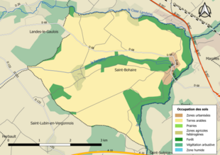 Carte en couleurs présentant l'occupation des sols.