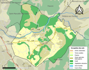 Carte en couleurs présentant l'occupation des sols.