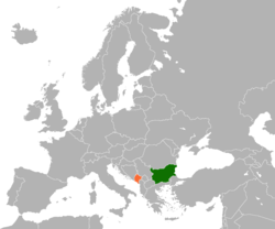 Map indicating locations of Bulgaria and Montenegro