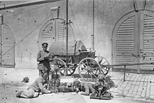 Soldaten mit Gerät der Nachrichtentruppen 1914