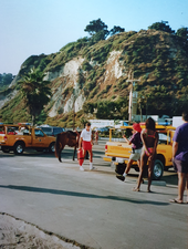 Hasselhoff bei Dreharbeiten zur TV-Serie Baywatch im August 1993 in Santa Monica, CA, USA.