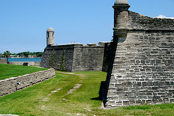 The Castillo de San Marcos, built 1672-1695 to guard St. Augustine, Florida, the first permanent European settlement in the continental United States.