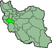 Map of Iran with लूरिस्तान highlighted.