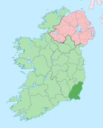 Comté de Wexford en vert sombre, Irlande en vert clair.
