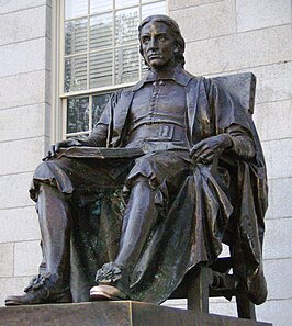 Standbeeld van John Harvard op de campus van Harvard University