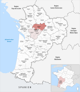 Location within the region Nouvelle-Aquitaine