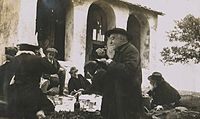 Duchesne, in front, with Louis Canet, in the hat