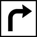 Turn arrow Arrows vary. Main sign applies after the turn.