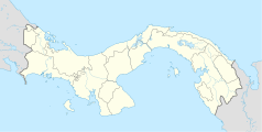 Mapa konturowa Panamy, u góry nieco na prawo znajduje się punkt z opisem „PVE”