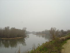 Ebro ibaia Mendaviatik / El Ebro a su paso por Mendavia.