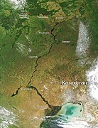 Imagen satelital del curso medio y bajo del Volga